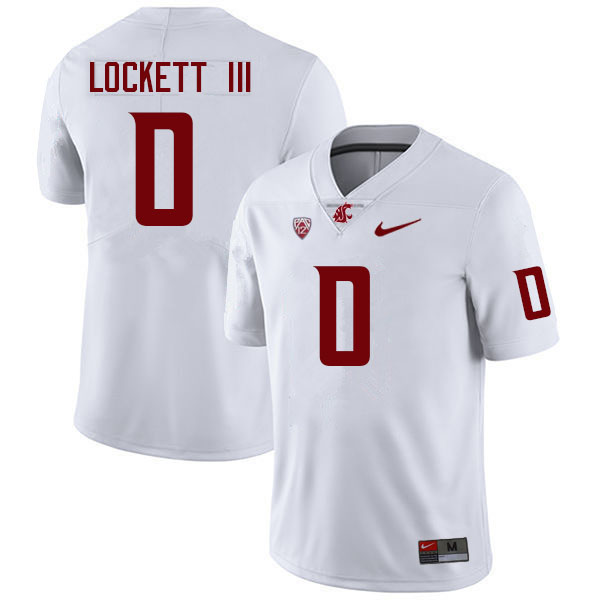 Men #0 Sam Lockett III Washington State Cougars College Football Jerseys Sale-White - Click Image to Close